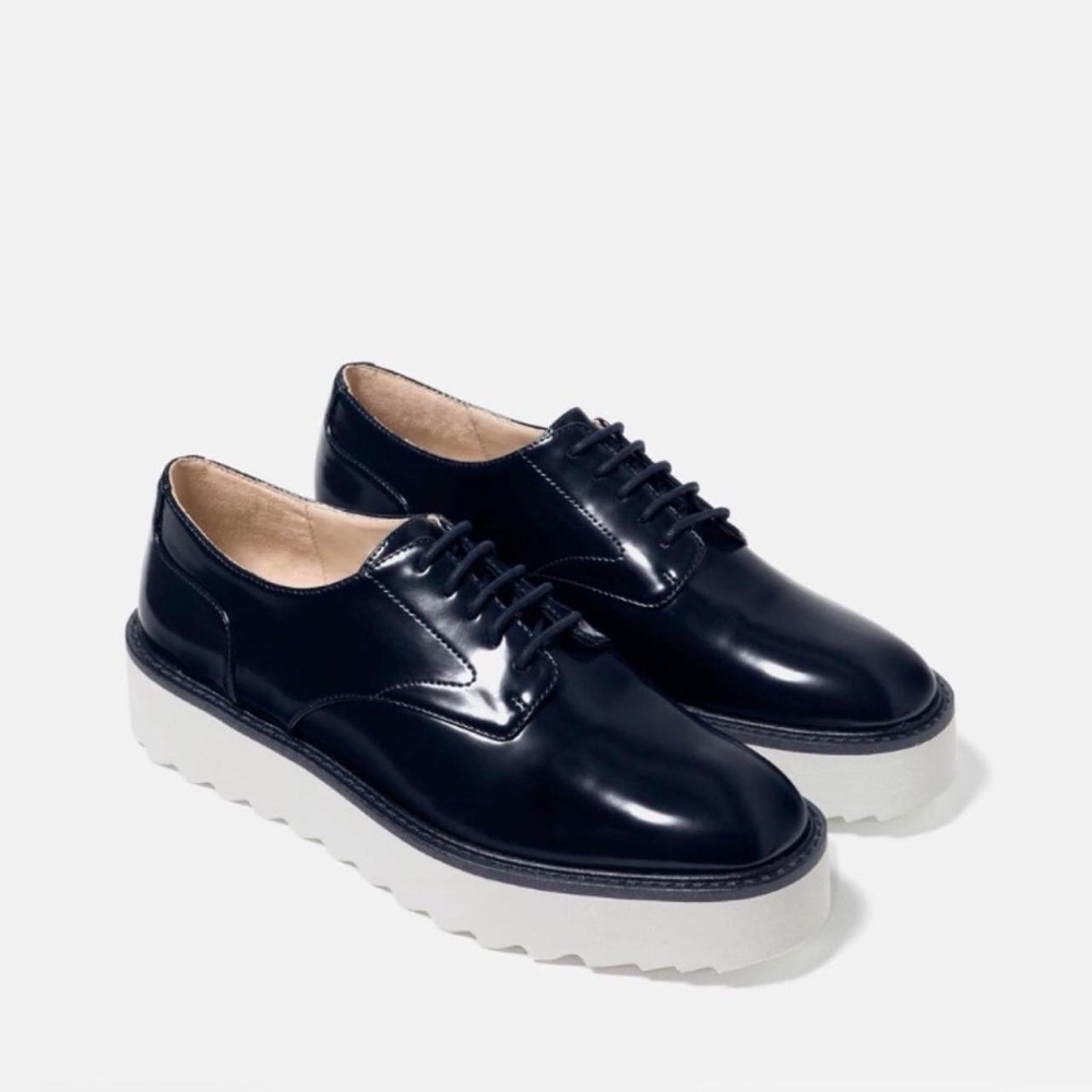 Black Patent Leather Platform Oxfords